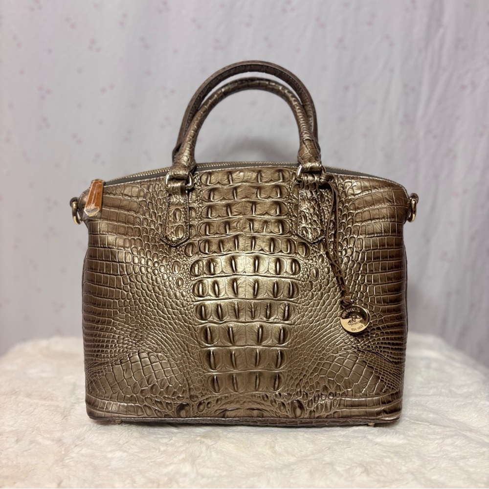 ✨Brahmin Duxbury Dome Satchel Pewter Melbourne Genuine Leather NWT✨